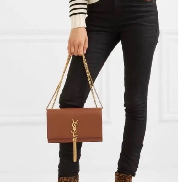 Saint Laurent Paris Kate tassel monogram medium brown leather chain shoulder bag - Picture 2 of 12